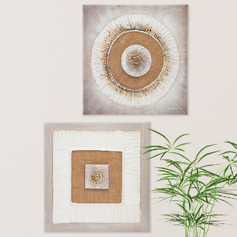 Raxen Canvas Set Of 2 Wall Art in White and Gold