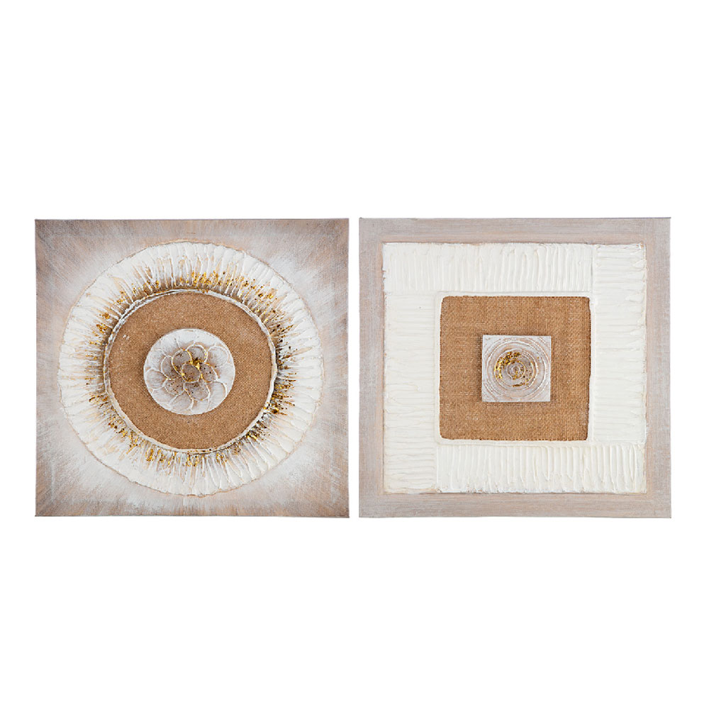 Raxen Canvas Set Of 2 Wall Art in White and Gold