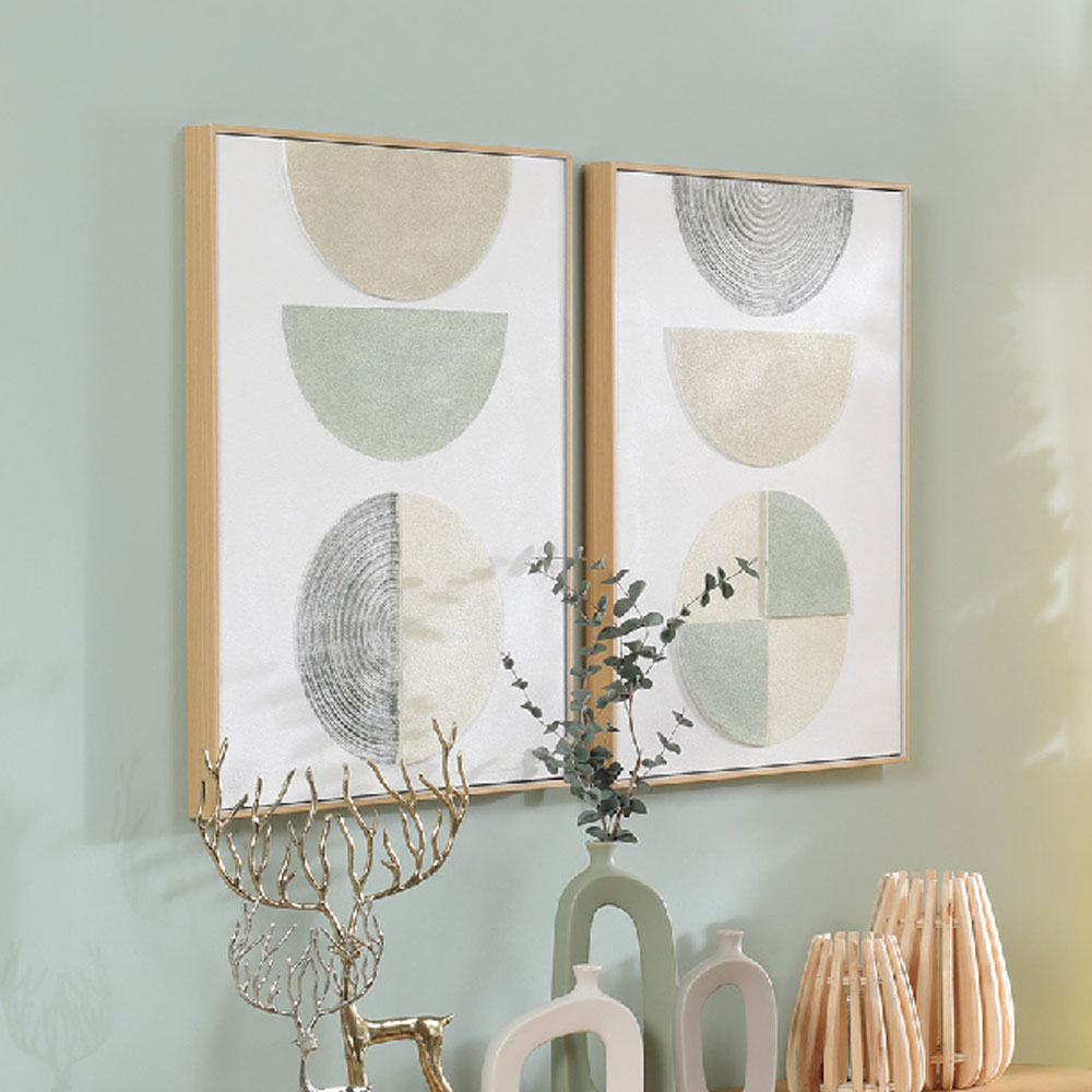 Raxen Canvas Set Of 2 Wall Art in White and Green