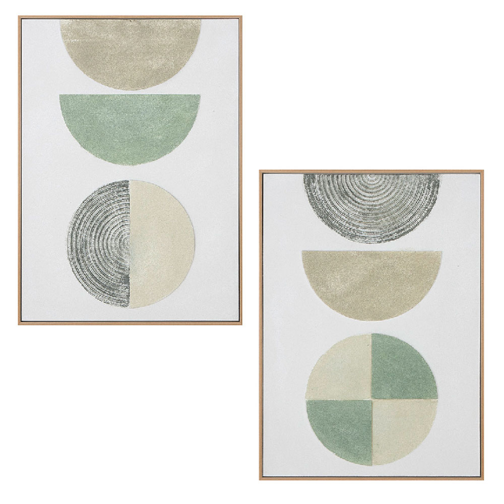 Raxen Canvas Set Of 2 Wall Art in White and Green