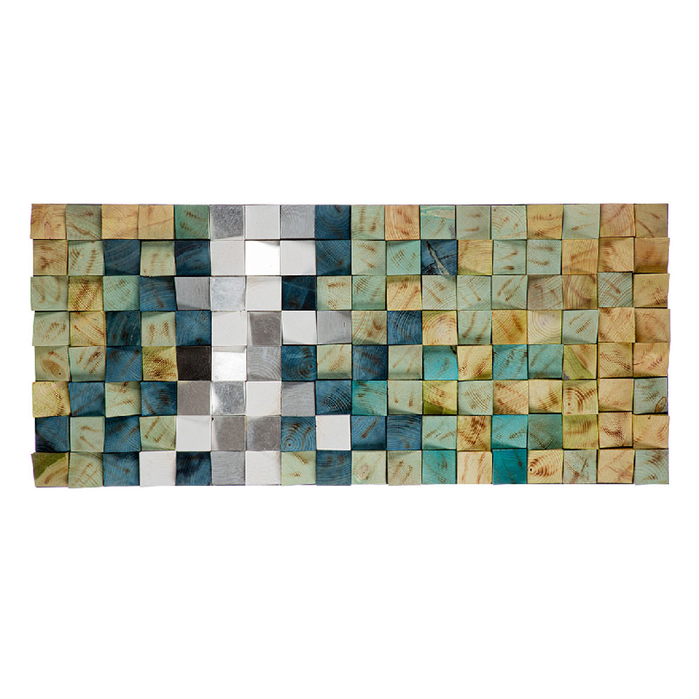 Raxen Pine Wood Geometric Wall Art in Multicolour