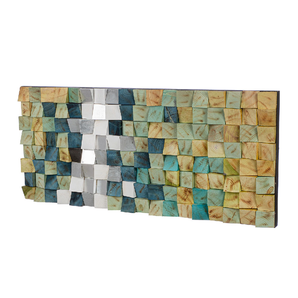 Raxen Pine Wood Geometric Wall Art in Multicolour
