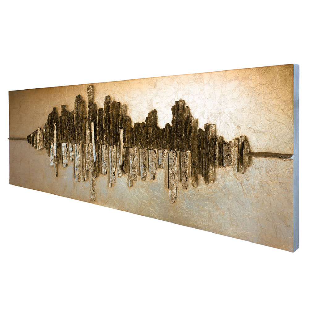 Raxen Synthetic Resin 3D Wall Art in Champagne and Gold