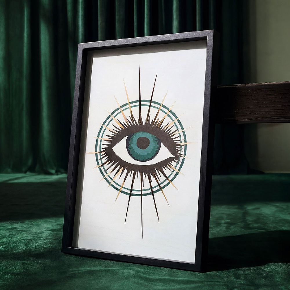 Raxen Wooden Eye Wall Art in White and Black