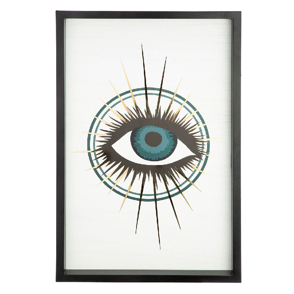 Raxen Wooden Eye Wall Art in White and Black