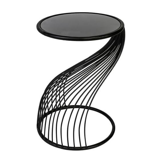 Ray Black Glass Top Side Table With Metal Frame
