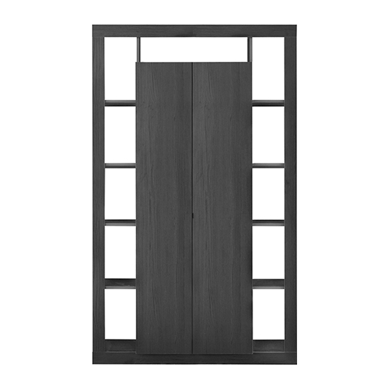 Raya Wooden Bookcase With 2 Doors In Black Ash Furniture in Fashion