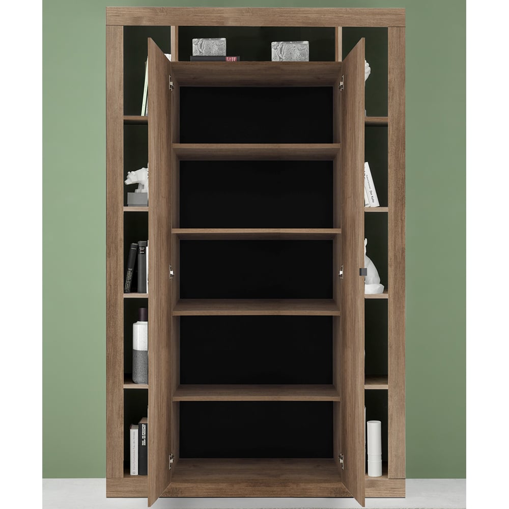 Raya Wooden Bookcase With 2 Doors In Mercure