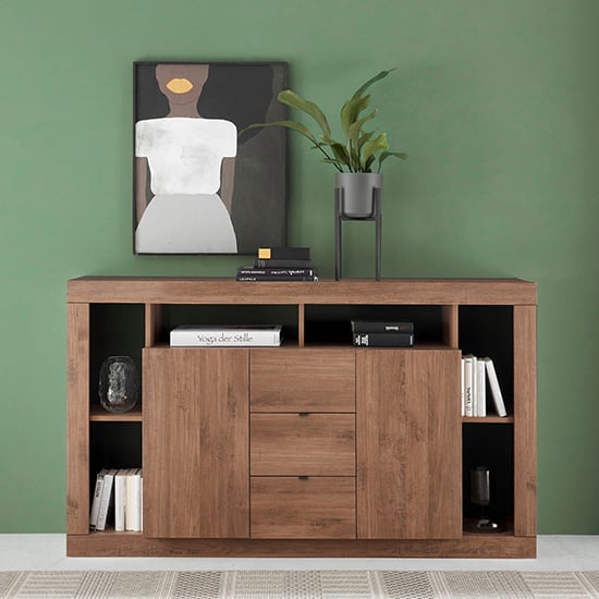 Product photograph of Raya Wooden Sideboard With 2 Doors 3 Drawers In Mercury from Furniture in Fashion