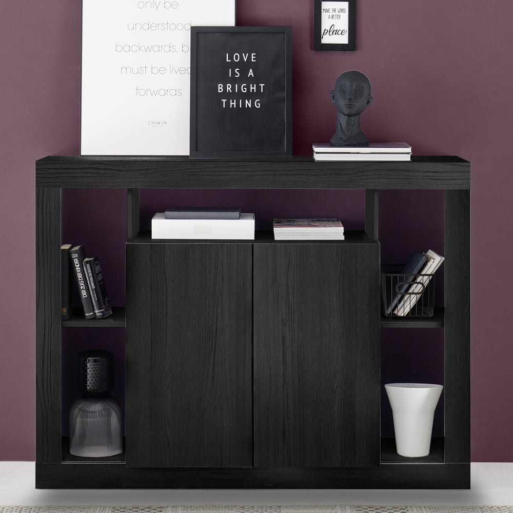 Read more about Raya wooden sideboard with 2 doors in black oak