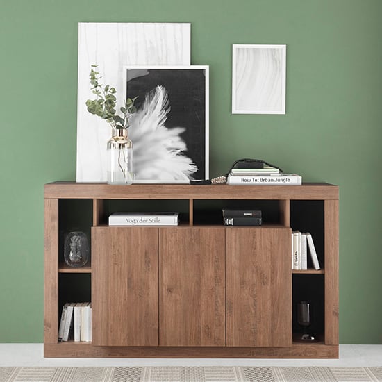 Product photograph of Raya Wooden Sideboard With 3 Doors In Mercury from Furniture in Fashion