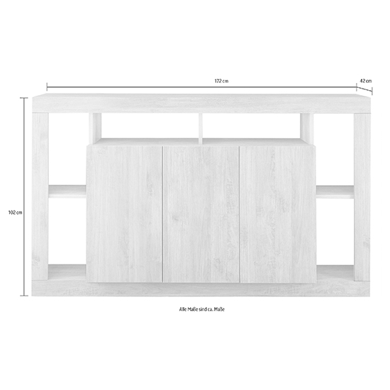 Raya Wooden Sideboard With 3 Doors And Mirror In Black Oak