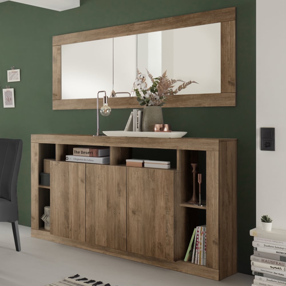 Read more about Raya wooden sideboard with 3 doors and mirror in mercure