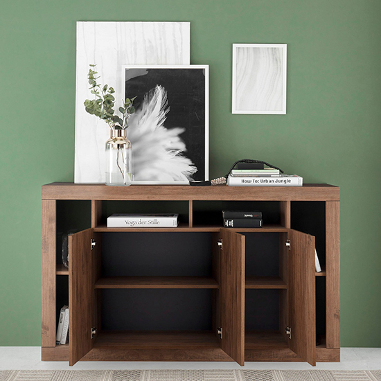 Raya Wooden Sideboard With 3 Doors And Mirror In Mercure