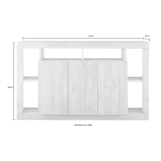 Raya Wooden Sideboard With 3 Doors And Mirror In Mercure
