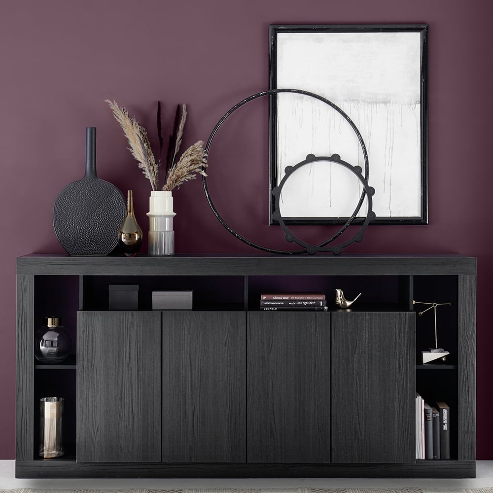 Read more about Raya wooden sideboard with 4 doors in black oak