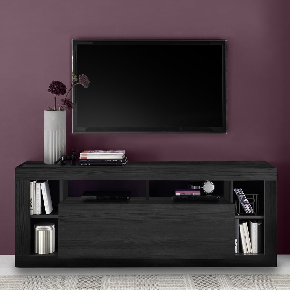 Read more about Raya wooden tv stand with 1 flap door in black oak