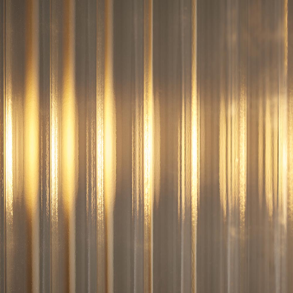 Rayong 4 Light Ribbed Glass Pendant Ceiling Light In Antique Brass