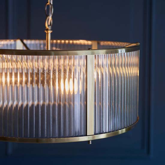 Rayong Glass Shade 3 Lights Ceiling Pendant Light In Brass
