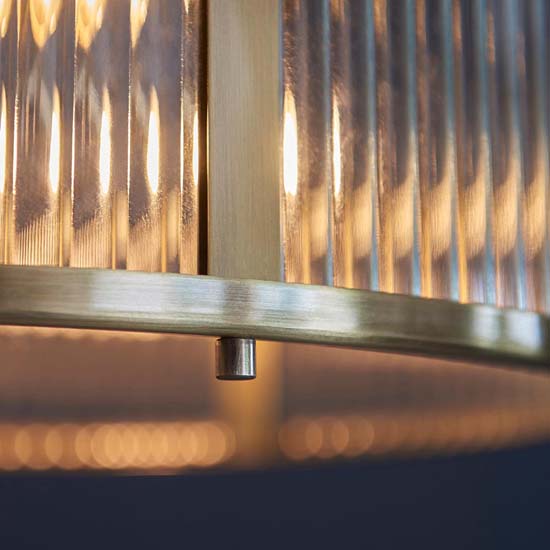 Rayong Glass Shade 3 Lights Ceiling Pendant Light In Brass
