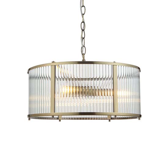 Rayong Glass Shade 3 Lights Ceiling Pendant Light In Brass