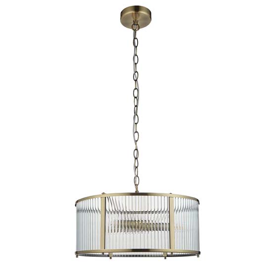 Rayong Glass Shade 3 Lights Ceiling Pendant Light In Brass