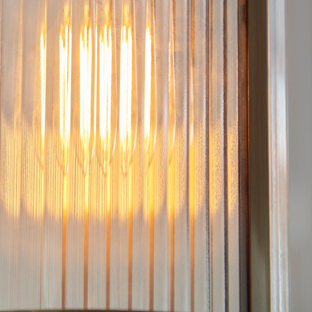 Rayong Ribbed Glass Pendant Ceiling Light In Antique Brass