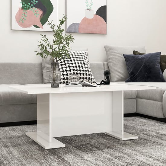 Rayya Rectangular High Gloss Coffee Table In White