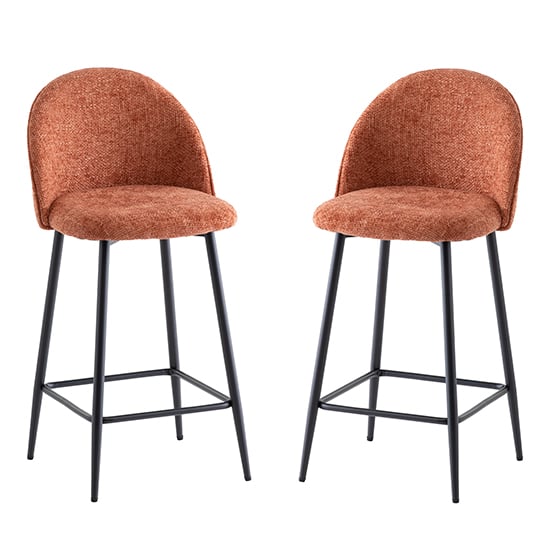 Product photograph of Rayya Rust Fabric Counter Bar Stools In Pair from Furniture in Fashion