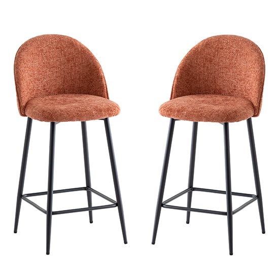 Rayya Rust Fabric Counter Bar Stools In Pair Furniture in Fashion