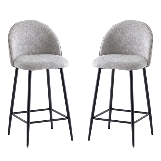 Product photograph of Rayya Silver Fabric Counter Bar Stools In Pair from Furniture in Fashion