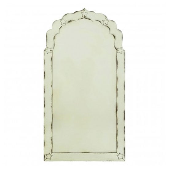 Product photograph of Raze Arched Star Detail Wall Mirror In Antique Brass Frame from Furniture in Fashion