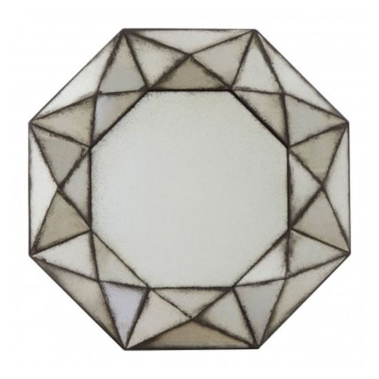 Photo of Raze 3d octagonal wall bedroom mirror in antique silver frame