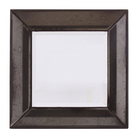 Read more about Raze small square bevelled wall mirror in antique black frame