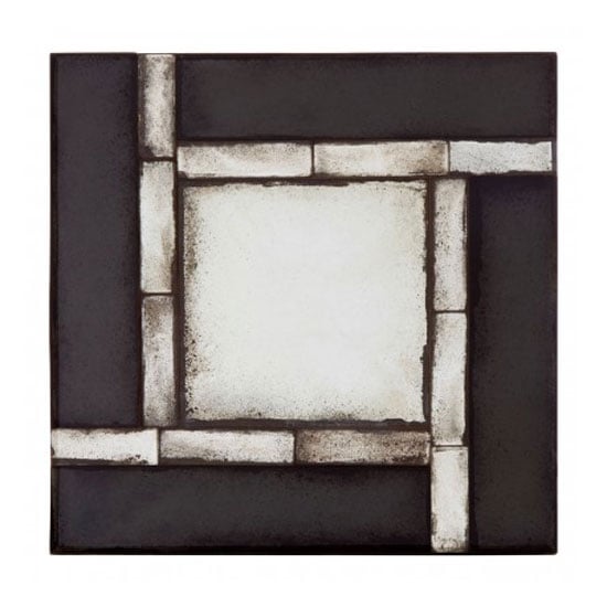 Raze Square Tiled Design Wall Mirror In Antique Black Frame