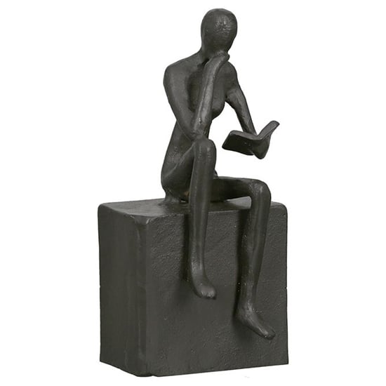 Photo of Readable woman iron design sculpture in antique black