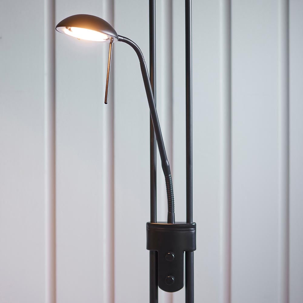 Reading Opal Glass Mother And Child Task Floor Lamp In Matt Black