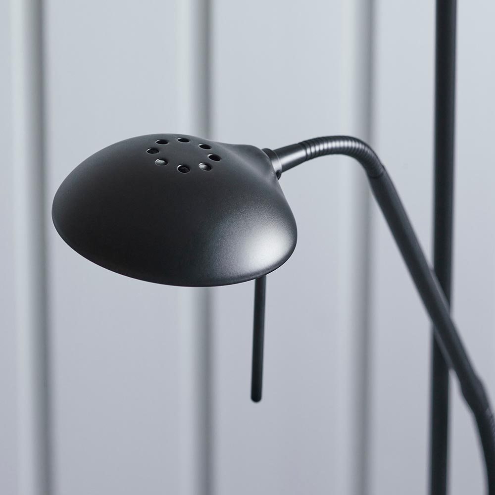 Reading Opal Glass Mother And Child Task Floor Lamp In Matt Black