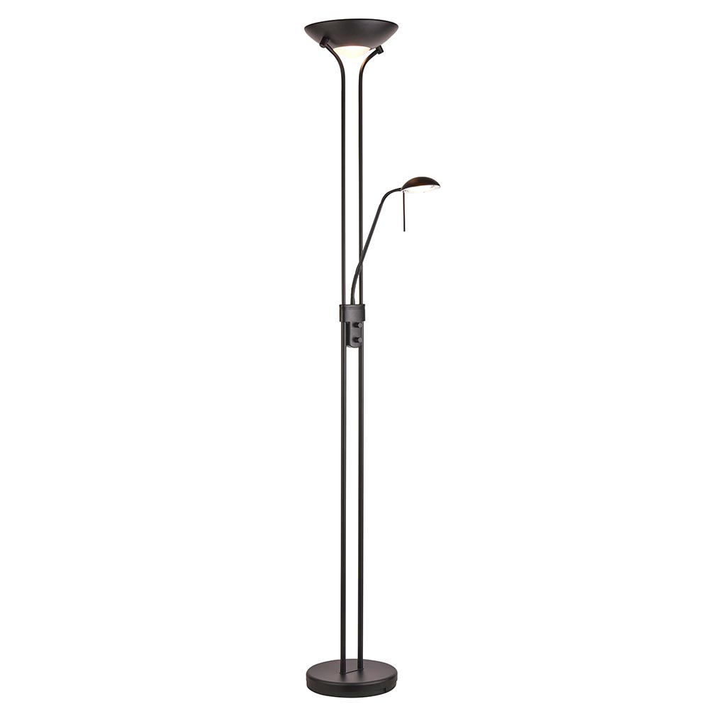 Reading Opal Glass Mother And Child Task Floor Lamp In Matt Black