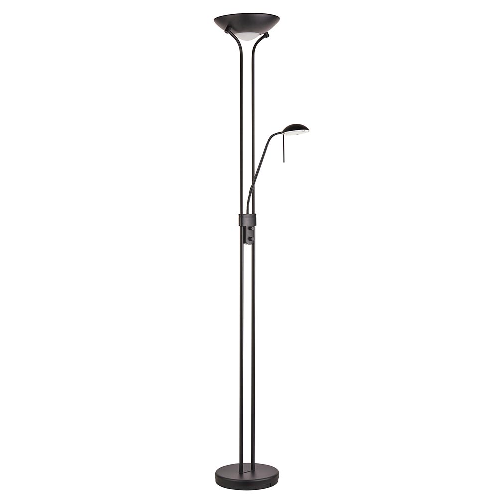 Reading Opal Glass Mother And Child Task Floor Lamp In Matt Black