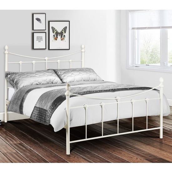 Ranae Metal Double Bed In Stone White