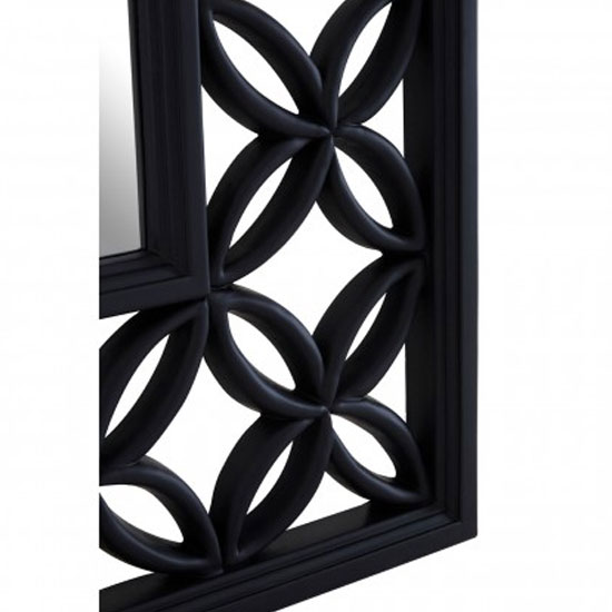 Recon Square Wall Bedroom Mirror In Black Lattice Frame