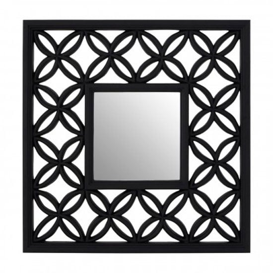 Photo of Recon square wall bedroom mirror in black lattice frame