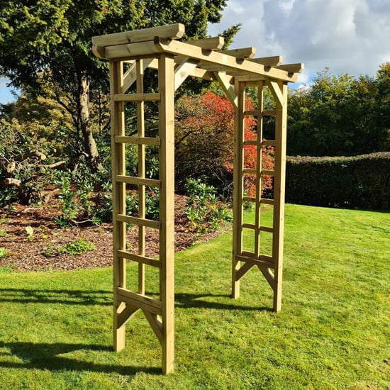 Read more about Redbridge small wooden garden pergola in natural