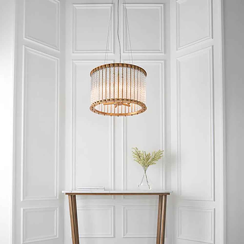Redding 6 Light Glass Pendant Ceiling Light In Matt Gold