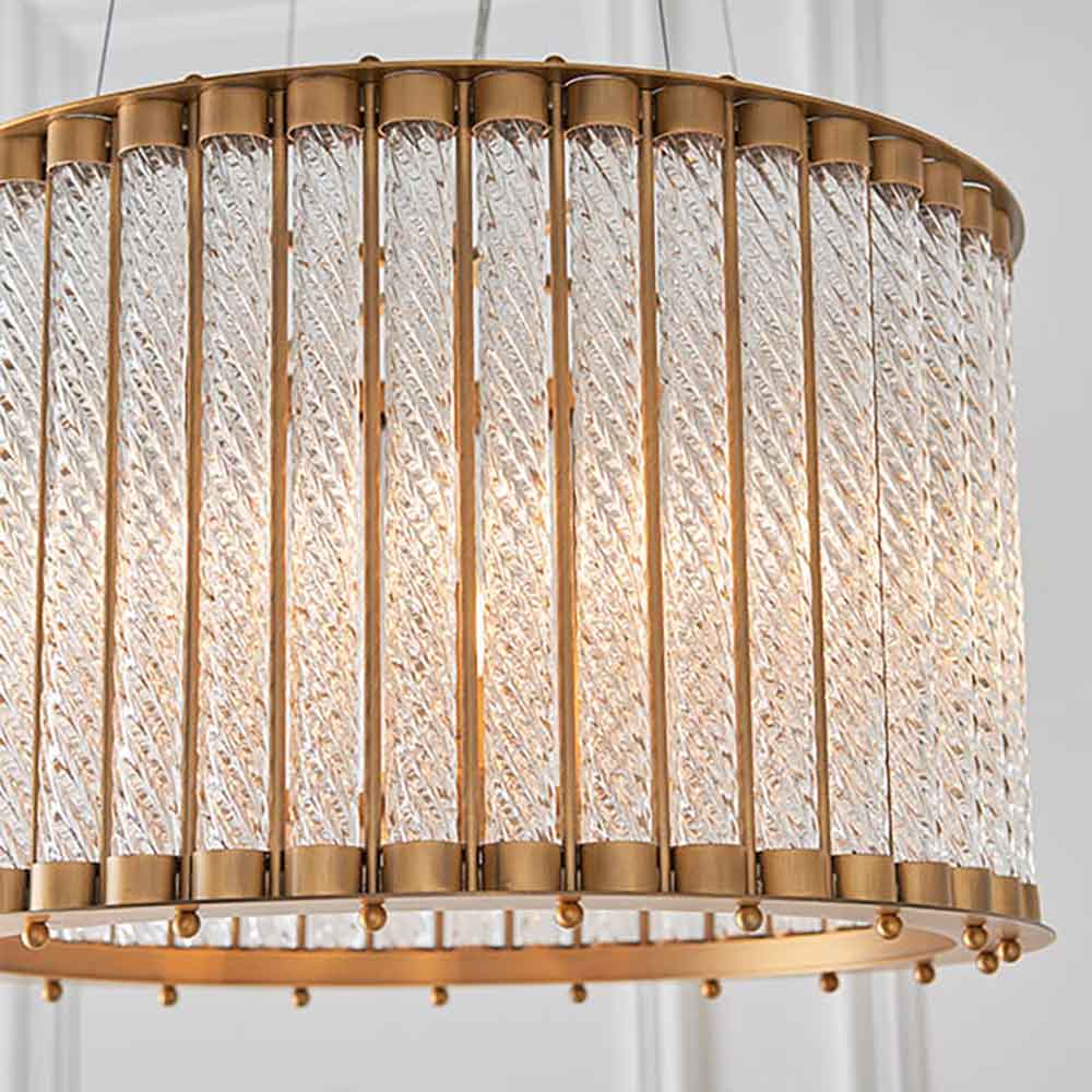 Redding 6 Light Glass Pendant Ceiling Light In Matt Gold