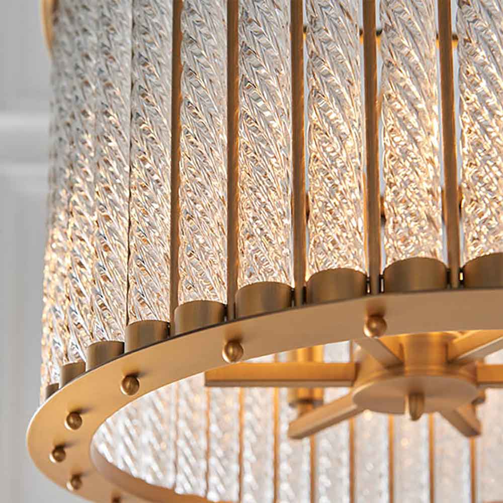 Redding 6 Light Glass Pendant Ceiling Light In Matt Gold