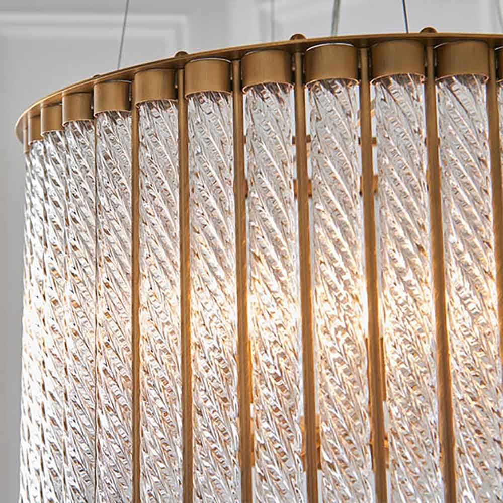 Redding 6 Light Glass Pendant Ceiling Light In Matt Gold