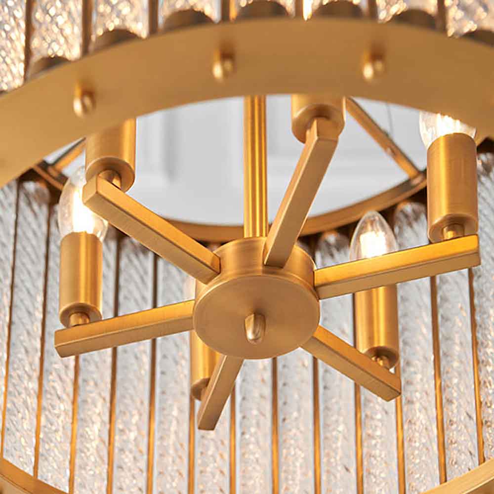 Redding 6 Light Glass Pendant Ceiling Light In Matt Gold