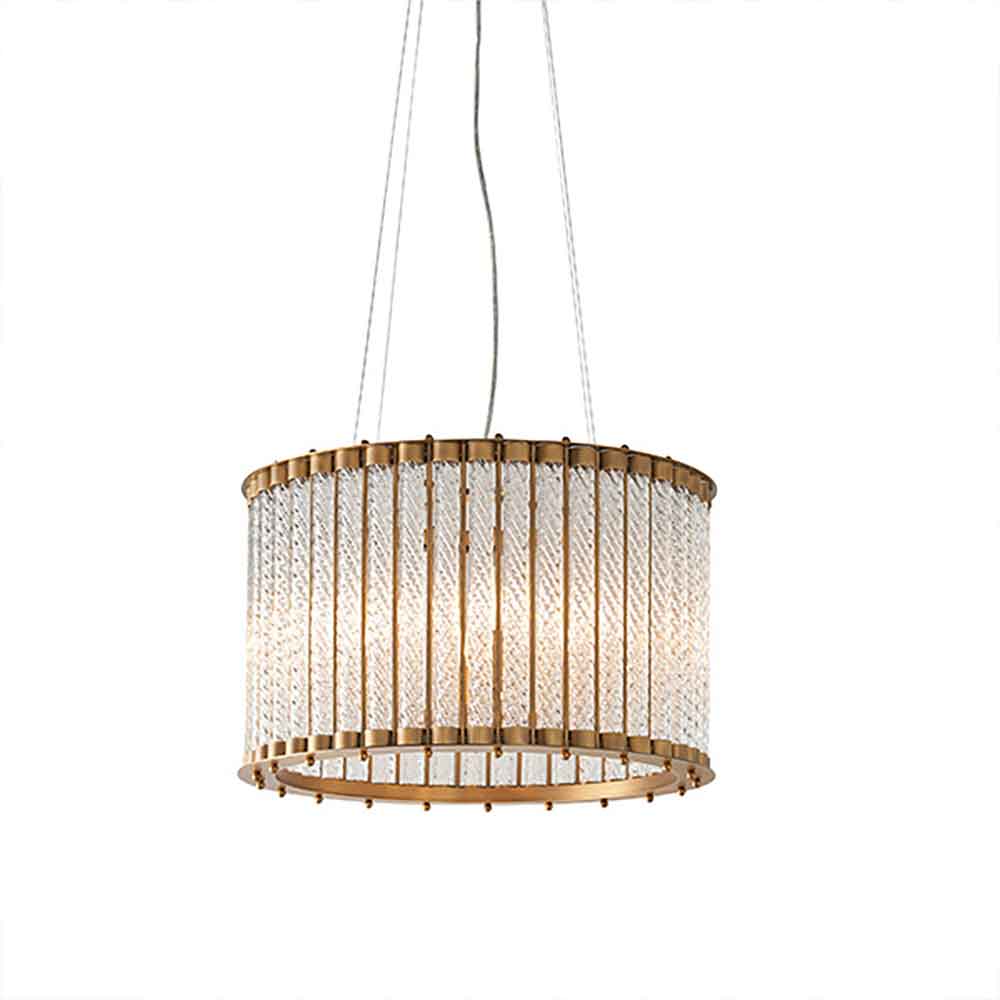 Redding 6 Light Glass Pendant Ceiling Light In Matt Gold